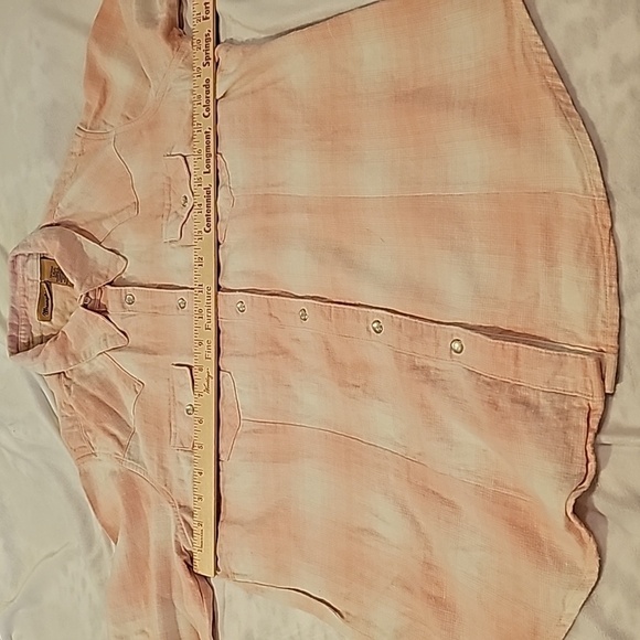 Wrangle retro pink plaid flannel pearl snap shirt Womans large  good condition - Picture 6 of 13